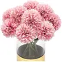 SATYAM KRAFT 5 Pcs Artificial Chrysanthemum Ball Hydrangea Flower Stick for Home Office Bedroom Balcony Living Room Decoration and Craft - (Pink Color) (Pack of 5) (Without vase), 4 image