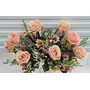 ARTSY  ARTS  Artificial Flowers for Home Decoration Rose Bunch Small Size Without Vase Peach Pack of 2 Pieces, 2 image