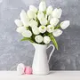 SATYAM KRAFT Artificial Foam Flowers Tulip Sticks for Home Decoration and Craft (White 10 Pieces), 3 image