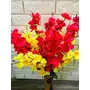 VTMT PetalshueÂ® Artificial Red & Yellow Blossom Flower Bunch for Home Decor Office | Artificial Flower Bunches for Vases (18 Sticks 45 cm), 4 image