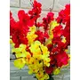 VTMT PetalshueÂ® Artificial Red & Yellow Blossom Flower Bunch for Home Decor Office | Artificial Flower Bunches for Vases (18 Sticks 45 cm), 2 image