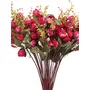 Fourwalls Artificial Decorative Mini Rose Flower Bunches (40 cm Tall 12 Branches Maroon), 5 image