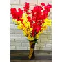 VTMT PetalshueÂ® Artificial Red & Yellow Blossom Flower Bunch for Home Decor Office | Artificial Flower Bunches for Vases (18 Sticks 45 cm), 3 image