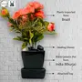 Caajib Decor's Artificial Imported Black Ceramic Pot with Black and White Stone & Pink Mini Flower Plant for Home Office & Dining Room Decor | Fire Retardant & UV Protected, 2 image