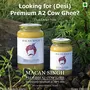 MACAN SINGH Premium Vedic (Desi) A2 Cow Ghee | Farm Made in Earthen Pots Using only Bilona Hand-Churned Method | 1000ml Glass Jar, 3 image
