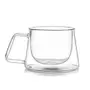 EMERGE Double Wall Transparent Clear Tea Coffee Mug with Convenient Solids Handle Glass Coffee Tea Cups for Warm and Cold Beverage 200 ML, 2 image