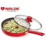Nirlon Red Stone Aluminium Non-Stick Induction Base Fry Pan with Glass Lid, 4 image