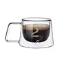 EMERGE Double Wall Transparent Clear Tea Coffee Mug with Convenient Solids Handle Glass Coffee Tea Cups for Warm and Cold Beverage 200 ML, 6 image