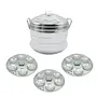 PANCA Idly Maker Steamer Plate Stainless Steel Idli Cooker Multipurpose Steel Multi Plate Idly Pot with Steamer Silver (18 IDLI BIG), 4 image