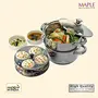 Maple 2-Tier Stainless Steel Multi-purpose Steamer with Glass Lid for Cooking (22 cm) - Idlis Boiled Vegetables Momos Dhoklas (Steamer with Idly Plates), 4 image