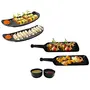 Home Decorise Melamine French Fries Momos Paneer Tikka Serving Platter with 2 Bhalla Plate and 2 Dip Bowls Unbreakable Serving Dessert and Snacks Platter/Tray (Matt Black Combo Pack of 8), 4 image