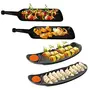 Home Decorise Melamine French Fries Momos Paneer Tikka Serving Platter with 2 Bhalla Plate and 2 Dip Bowls Unbreakable Serving Dessert and Snacks Platter/Tray (Matt Black Combo Pack of 8), 2 image