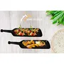 Home Decorise Melamine French Fries Momos Paneer Tikka Serving Platter with 2 Bhalla Plate and 2 Dip Bowls Unbreakable Serving Dessert and Snacks Platter/Tray (Matt Black Combo Pack of 8), 3 image