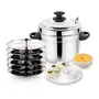 Prabha Stainless Steel Heavy Gauge Bottom Idli Cooker Idli Maker with 6 Plates Set with Stainless Steel Lid Idli Maker 4 Idli in Each Plate 24 Idli in one time., 2 image