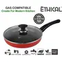 ETHICAL MASTREO Series Non-Stick Gas Compatible Fry Pan 24 cm with Toughened Glass Lid (Red), 2 image