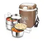 Nayasa Electromate 3 Electric Tiffin with 3 Stainless Steel Containers (Brown), 3 image
