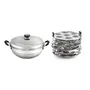 Cello Stainless Steel Induction Base Idli Cooker and Multi Kadhai 6 Plates Silver, 7 image