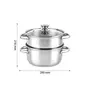 Cello Steelox Induction Compatible Stainless Steel Multi Purpose Steamer/Modak Maker with Glass Lid 18Cm, 6 image