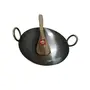 BRRL Pure Iron Kadai Lokhand Loha Kadhai Large Heavy Wok Cooking Pan 13" with Wooden Karchi, 2 image