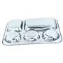 PMK Khandekar Stainless Steel Rectangular Thali Steel 5 Compartment Rectangle Plate Steel Thali Mess Tray Dinner Plate Silver Color Size 13 X 13 Inch, 4 image