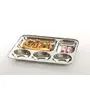 PMK Khandekar Stainless Steel Rectangular Thali Steel 5 Compartment Rectangle Plate Steel Thali Mess Tray Dinner Plate Silver Color Size 13 X 13 Inch, 6 image