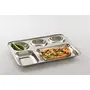 PMK Khandekar Stainless Steel Rectangular Thali Steel 5 Compartment Rectangle Plate Steel Thali Mess Tray Dinner Plate Silver Color Size 13 X 13 Inch, 5 image