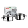Vinod Stainless Steel 2 Tier Steamer/Momo/Modak Maker with Glass Lid & Riveted Handles 20cm (Induction and Gas Stove Friendly) 2 Year Warranty - Silver, 7 image