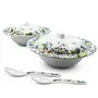 Konvio Floral Design Melamine Unbreakable Dinner Set Collection of Microwave Safe Plates Bowl and Spoons (22 Pieces White), 2 image