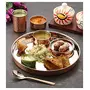 Attro Royal Stainless Steel Copper (Costeel) Traditional Hammered Finish Bhojan Set/Thali Set 6 Pieces (ATTRO_ROYALCOSTL_BHJ_Set), 3 image