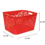 Cutting EDGE Unbreakable Plastic Turkish Baskets Large with Lid for Storage Baskets for Fruit Vegetable Bathroom Stationary Home Basket with Handle - Red Set of 4, 2 image