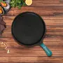 70'S KITCHEN Pre Seasoned Cast Iron Tawa with Silicon Cover Handle for Dosa Roti Chapathi 10 Inch / Black, 4 image