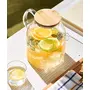 FitsFlair Glass Water Jug with Wooden Lid Drinking Beverage Pitcher with Cap 2 Litre Set of 1, 4 image