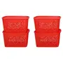 Cutting EDGE Unbreakable Plastic Turkish Baskets Large with Lid for Storage Baskets for Fruit Vegetable Bathroom Stationary Home Basket with Handle - Red Set of 4, 4 image