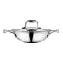 Vinod Platinum Triply Stainless Steel Kadai with Stainless Steel Lid 1.8 L Capacity (22 cm Diameter) with Riveted Handles - Silver (Induction and Gas Stove Friendly), 3 image