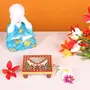 Handicrafts Paradise Marble Pooja Chowki (10.2 cm x 10.2 cm x 2.55 cm), 3 image