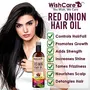 WishCare Red Onion Hair Oil for Hair Growth & Hair Fall Control - With Deep Root Comb Applicator- 200 ml - Enriched with Onion Ginger Oil Argan Oil Hibiscus Oil Black Seed Oil & Vitamin E - No Mineral Oil Silicones & Synthetic Fragrance, 2 image