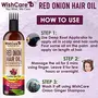 WishCare Red Onion Hair Oil for Hair Growth & Hair Fall Control - With Deep Root Comb Applicator- 200 ml - Enriched with Onion Ginger Oil Argan Oil Hibiscus Oil Black Seed Oil & Vitamin E - No Mineral Oil Silicones & Synthetic Fragrance, 3 image