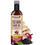WishCare Red Onion Hair Oil for Hair Growth & Hair Fall Control - With Deep Root Comb Applicator- 200 ml - Enriched with Onion Ginger Oil Argan Oil Hibiscus Oil Black Seed Oil & Vitamin E - No Mineral Oil Silicones & Synthetic Fragrance