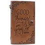 Craft Play Handicraft Good Things are going to Happen Emboss Leather Handcrafted Regular Notebook/Personal Organiser/Diary (80 Unruled Pages_8.5 inch x 4.5 inch x 1 inch) (Leather)