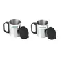 Coconut Stainless Steel Expresso Coffee Mug with Lid Set of 2 (Each Mug Capacity 180 ML)