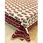 Vermilion Lifestyle Hand Block Printed 100% Cotton Rectangular Table Cloth with 6 Napkins for 6 Seater Dining Table | (Red Floral 220 Inch X 140 cm.), 3 image