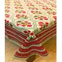 Vermilion Lifestyle Hand Block Printed 100% Cotton Rectangular Table Cloth with 6 Napkins for 6 Seater Dining Table | (Classic Floral 220 Inch X 140 cm.), 3 image