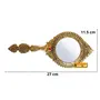 KridayKraft Beautifully Carved Round Shape Gold Plating Metal Hand Mirror for Makeup Travelling Salon Mirror & Decorative Mirror Antique Item for Wedding Gifts., 2 image