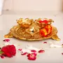 Kridaykraft Metal Pooja Thali with Diya for Pooja Home/Temple/MandirDecorative Showpiece Pooja Thali Set for Diwali Poojan Wedding Gift Article, 3 image