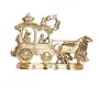 KridayKraft Metal Gold Plated Antique Lord Krishna and Arjun Rath Chariot with Two Horses Decorative Showpiece (19 cm Height X 4 cm Length X 29 cm Wide), 6 image