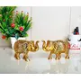 KridayKraft Metal Elephant Statue Small Size Gold Polish 2 pcs Set for Your HomeOffice Table Decorative & Gift ArticleAnimal Showpiece Figurines., 3 image