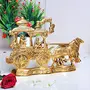 KridayKraft Metal Gold Plated Antique Lord Krishna and Arjun Rath Chariot with Two Horses Decorative Showpiece (19 cm Height X 4 cm Length X 29 cm Wide), 7 image