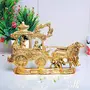 KridayKraft Metal Gold Plated Antique Lord Krishna and Arjun Rath Chariot with Two Horses Decorative Showpiece (19 cm Height X 4 cm Length X 29 cm Wide), 3 image
