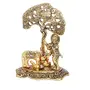 KridayKraft Kamdhenu Cow with Krishna Standing Under Tree Plying Flute Metal Statue (12 X 8 X 17 cm Gold), 5 image
