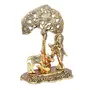 KridayKraft Kamdhenu Cow with Krishna Standing Under Tree Plying Flute Metal Statue (12 X 8 X 17 cm Gold), 6 image